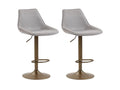 Set of 2 Bohometop bar stools, height-adjustable high chair with metal base and light grey fabric upholstery 89704YXMQ