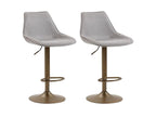 Set of 2 Bohometop bar stools, height-adjustable high chair with metal base and light grey fabric upholstery 89704YXMQ