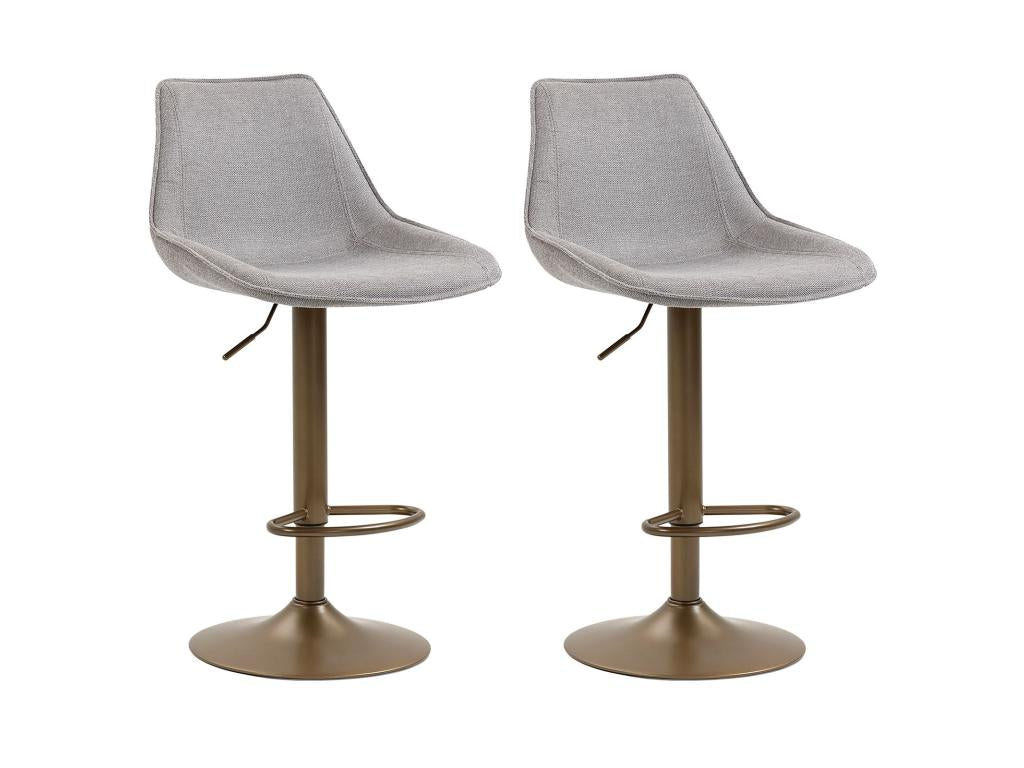 Set of 2 Bohometop bar stools, height-adjustable high chair with metal base and light grey fabric upholstery 89704YXMQ