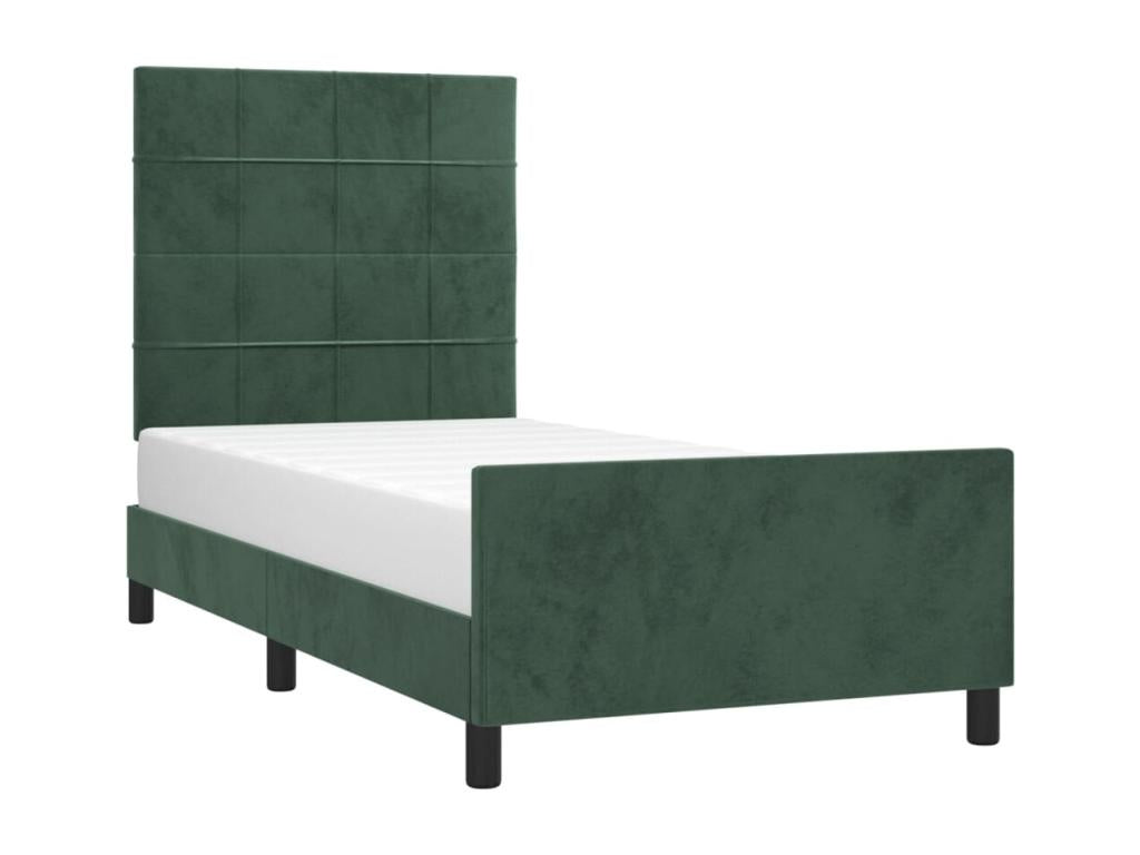 Dark green velvet bed frame without mattress, 100x200 cm, 81879NRPT