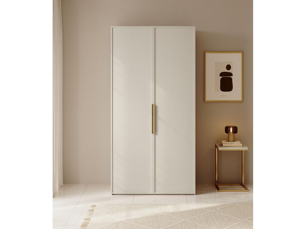 2-door wardrobe with hanging rail and shelves - 100 cm - beige - Bohometop 77283WSPB