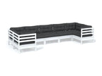 7-piece garden furniture set with cushions, white pine wood, 4 40215SSVV