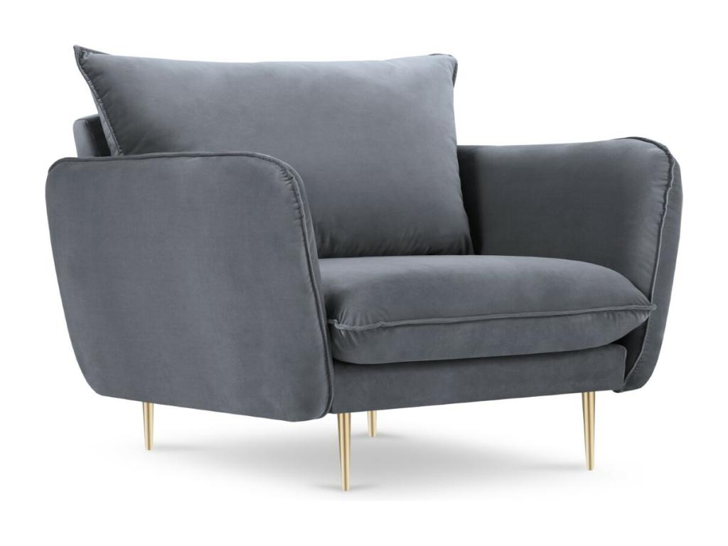 Bohometop - Bohometop armchair in blue-grey velvet - 97x94x95cm 57387VYSB