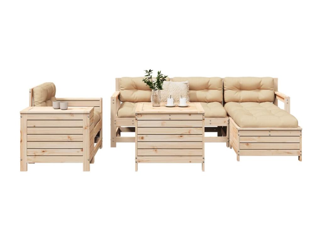 7-piece garden furniture set, solid pine wood 15202IIXS