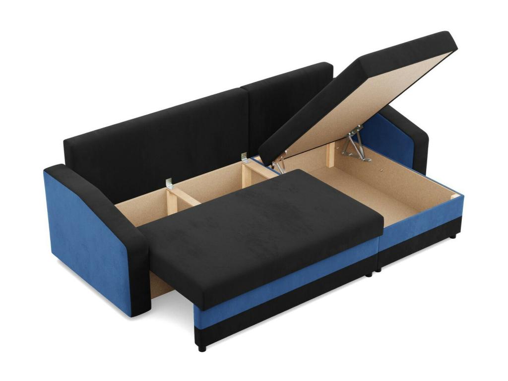 Corner sofa with sleeping function, Universal Seite Black Dark Blue 83998TAOH
