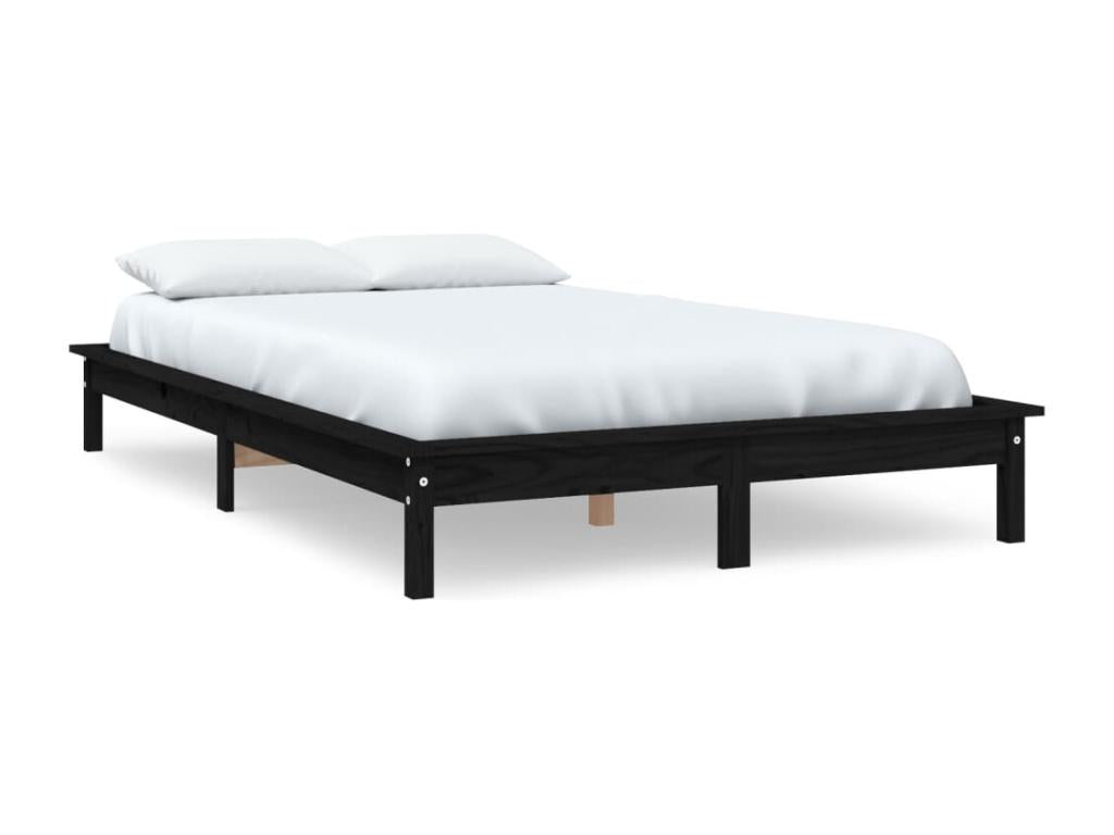 Bed frame without mattress black 140x190 cm solid pine wood 36017WTAP