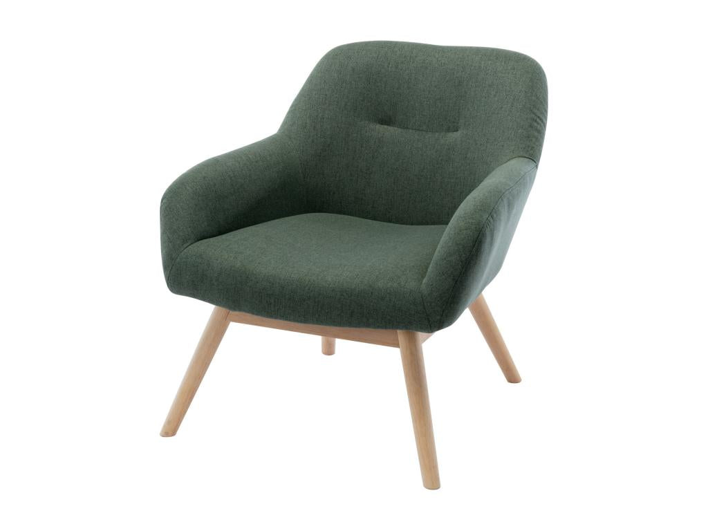 Bohometop - Scandinavian armchair in forest green fabric with wooden legs 62288MGIX