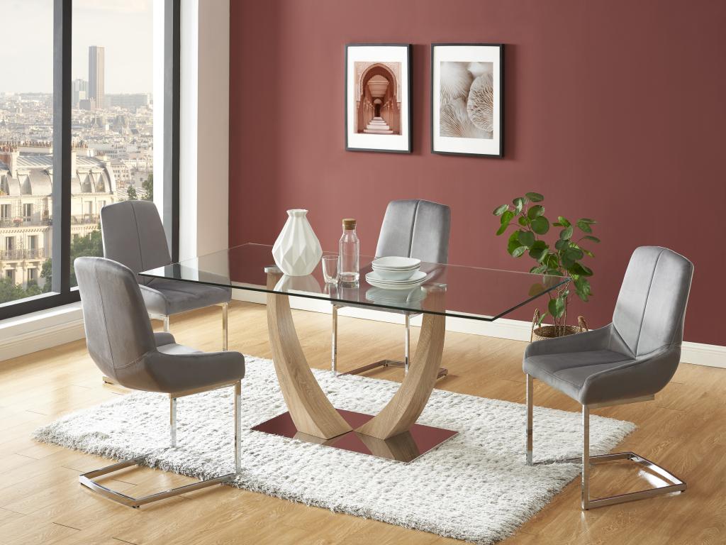 Set of 6 velvet and metal chairs - Grey - Nidchicshop 77985XOXF