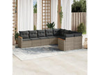 9-piece garden furniture set with grey resin wicker cushions 13954LJMJ