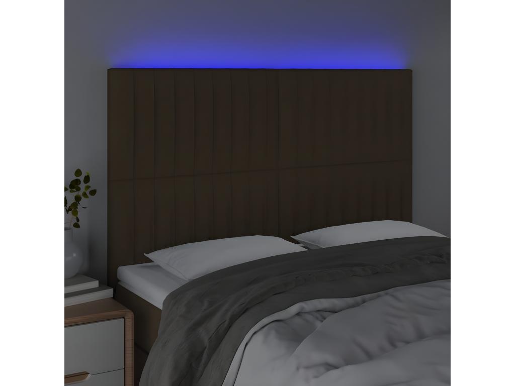 LED Headboard, Dark Brown, 144x5x118/128 cm, Fabric 30180XTPP