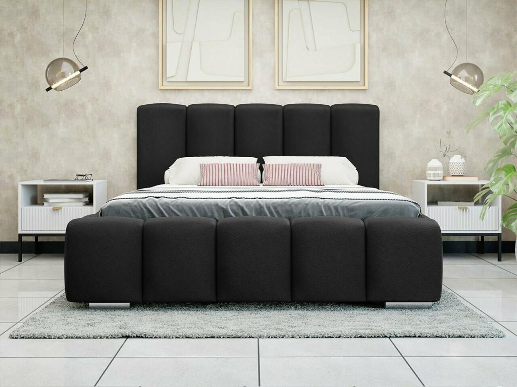 Bohometop 106 Double Black Bed 180x200 Upholstered Slatted Base 200x222x112cm 08942HEWY