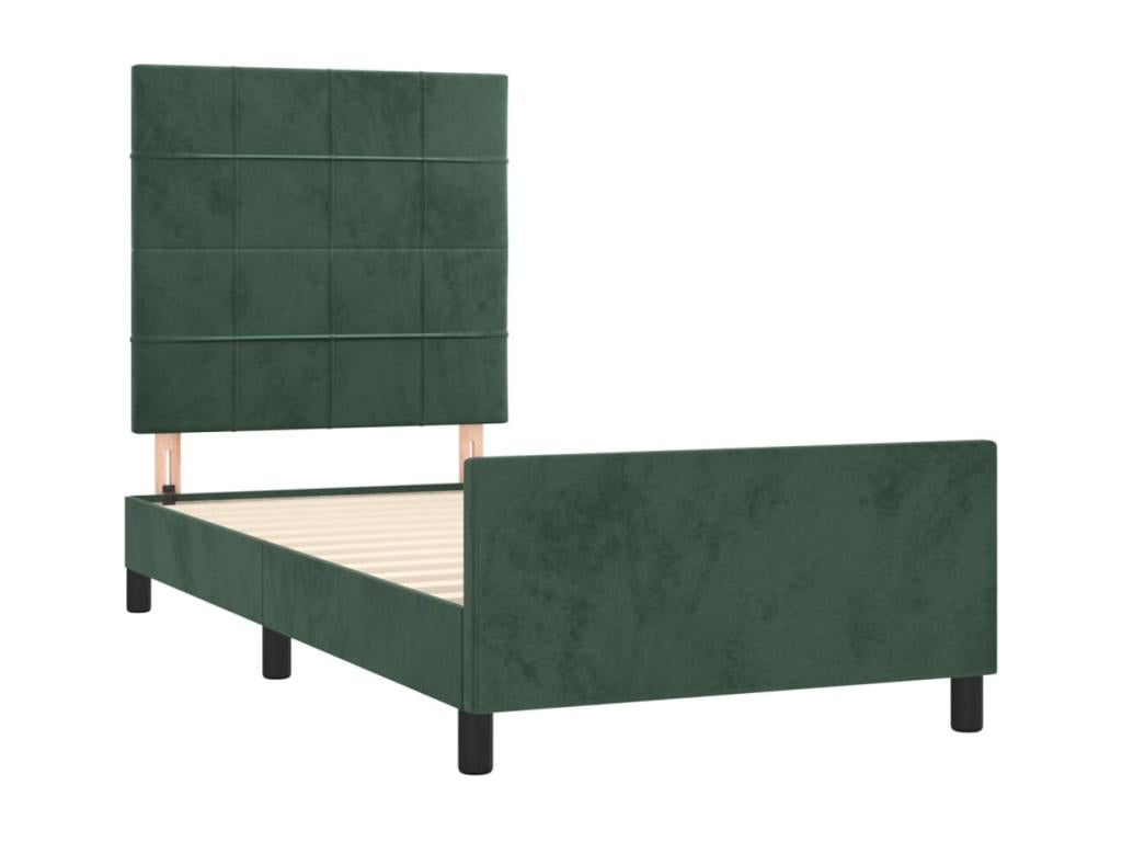 Dark green velvet bed frame without mattress, 100x200 cm, 81879NRPT