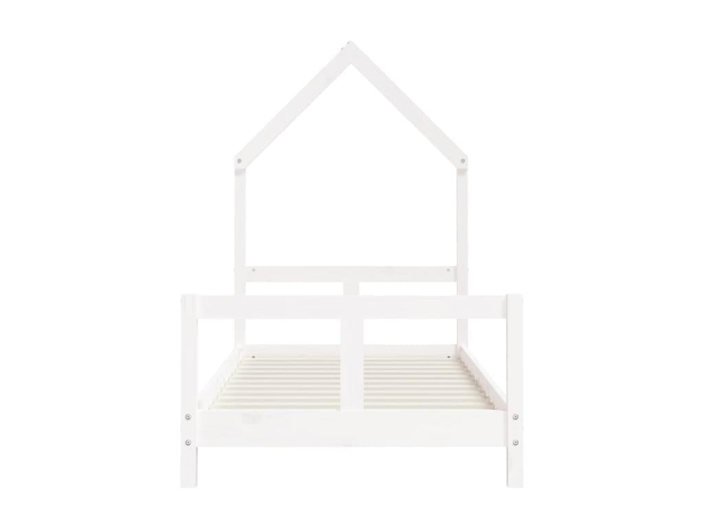 White children's bed frame 80x160 solid pine wood 05418NYVW