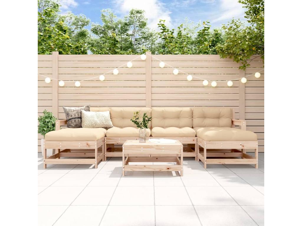 7-piece garden furniture set, solid pine wood, 13376BBOL