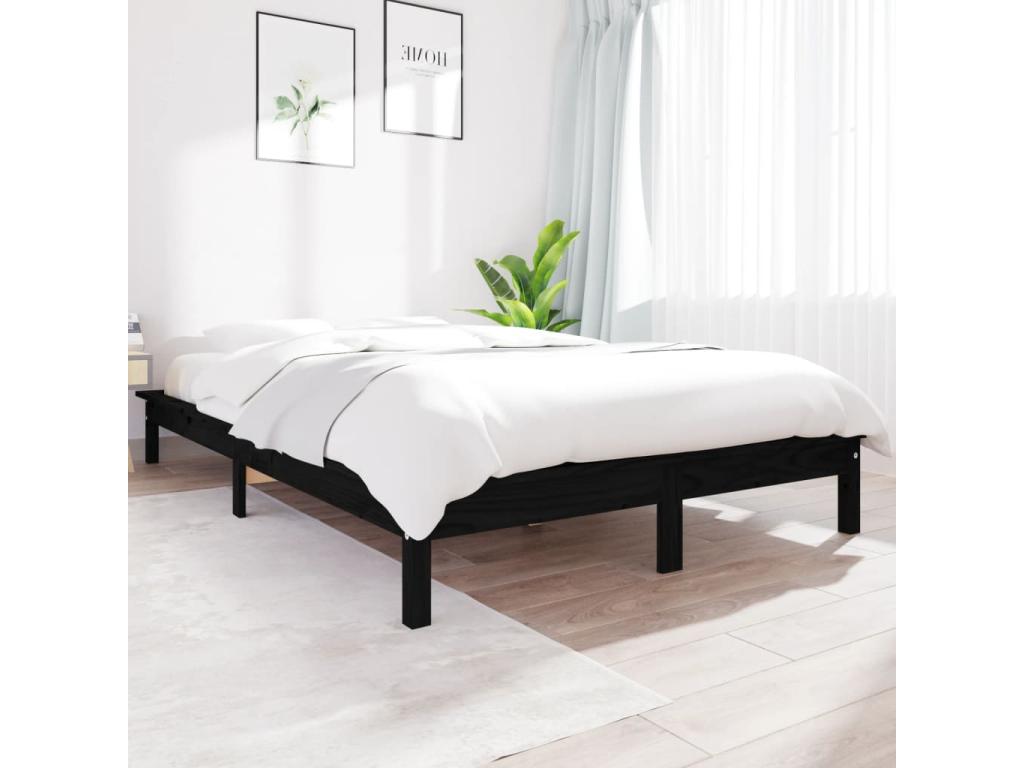 Bed frame without mattress black 140x190 cm solid pine wood 36017WTAP
