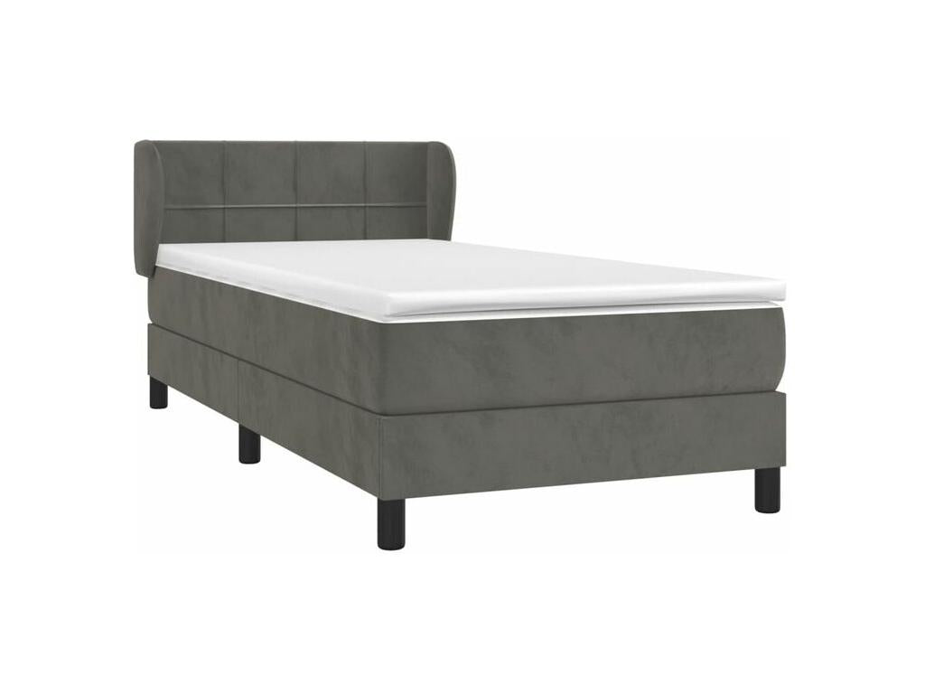 Bohometop bed base and mattress, Dark Grey 90x200 Velvet 92779CDMD