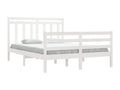 White bed frame without mattress, 140x190 cm, solid wood, 74472SKRO