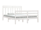 White bed frame without mattress, 140x190 cm, solid wood, 74472SKRO