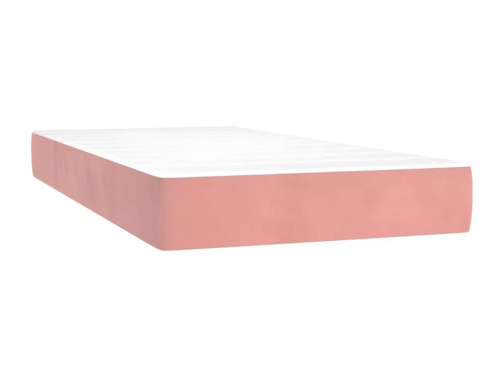 Upholstered bed base and mattress, Pink, 80x200 cm, Velvet, 54766MNRL