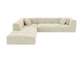 Large left-hand corner sofa in beige corduroy, Nidchicshop 03318SRQL