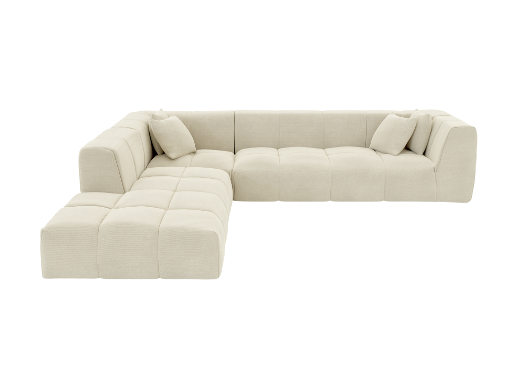 Large left-hand corner sofa in beige corduroy, Nidchicshop 03318SRQL