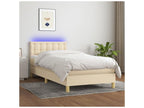 Bohometop bed base with LED mattress, Cream 100x200 cm, Fabric 64981OGDS