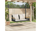Swing chair with black cushions, 109x62x40 cm, woven resin, 23257JIAJ