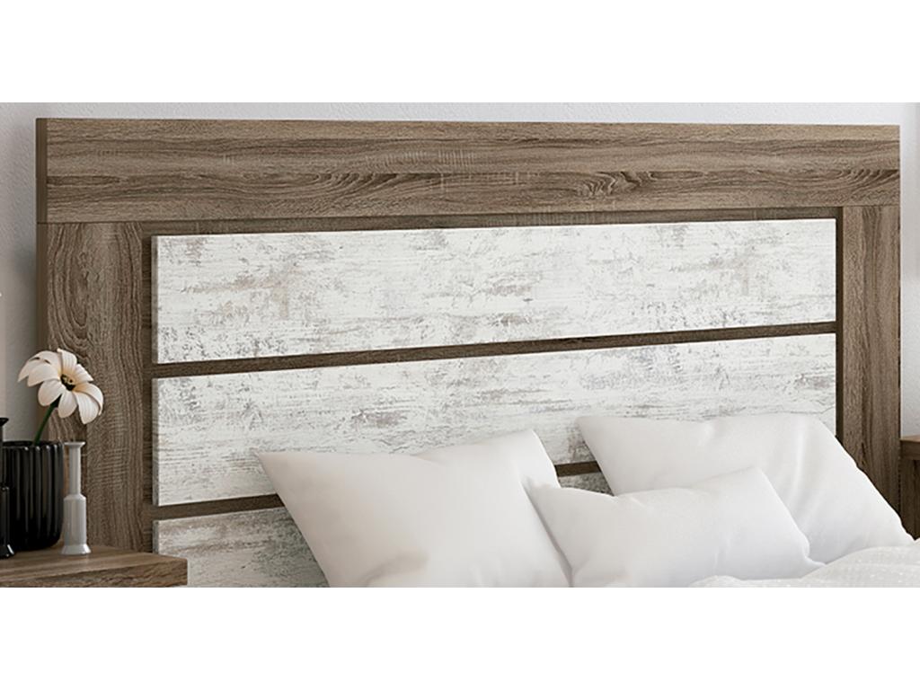 Headboard with legs in aged white truffle oak finish - Length 157 x Depth 3.2 x Height 117.7 cm 31810FZHS