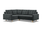 Left Corner Sofa with Sleeping Function, Reversible Cushion, Dark Grey 27958JSMI