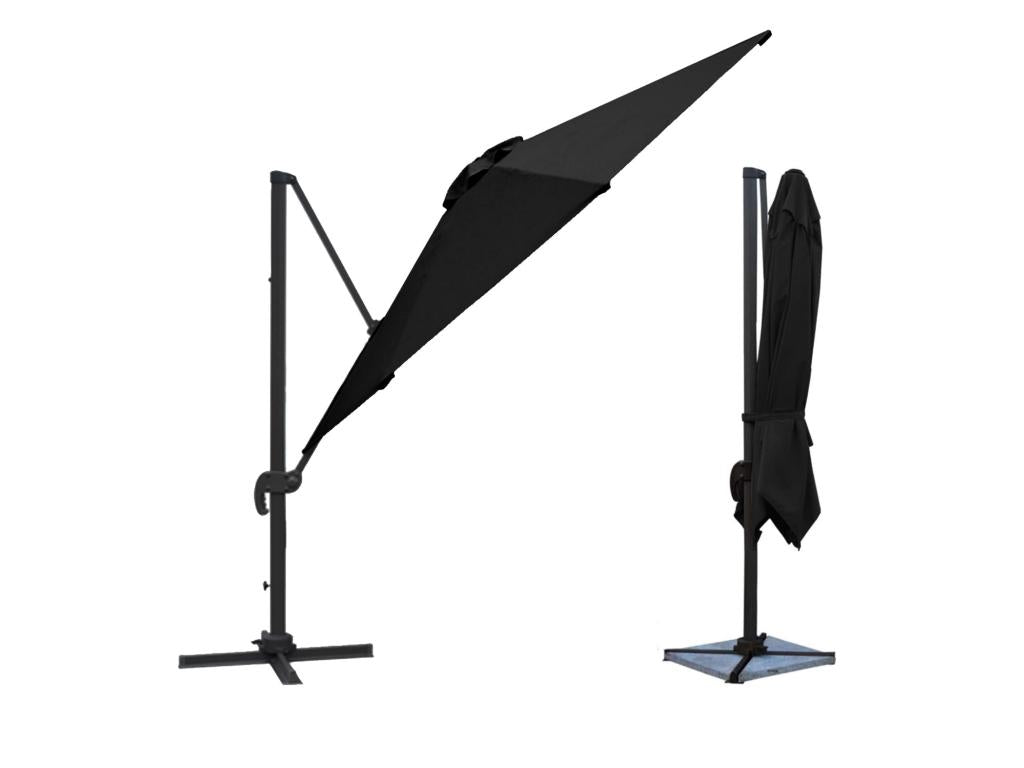 Bohometop 3x3m Square Cantilever Parasol, Black with Cover - Bohometop 39441KJVN
