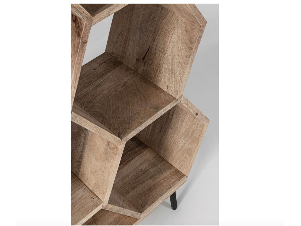 Bohometop 100cm Natural Beehive Mango Wood Bookshelf 35862JMYS