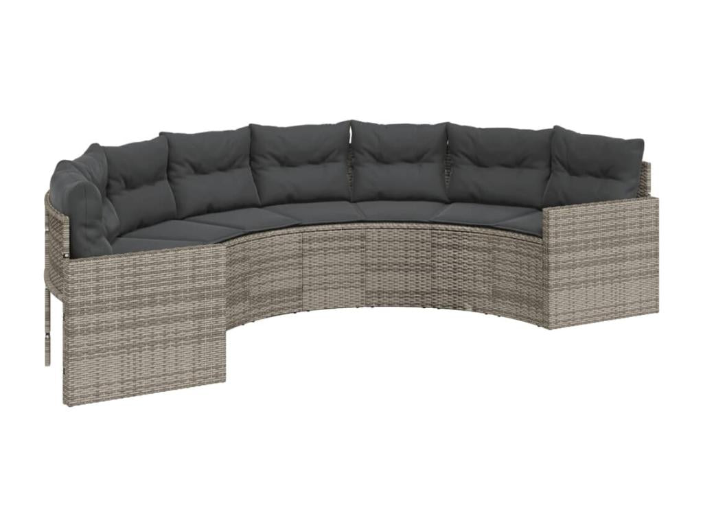 Garden sofa with grey resin wicker half-round cushions 78332ISLD