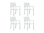 Garden chairs, set of 4, white HDPE, wood look, 81116MSQZ