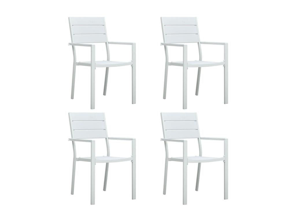 Garden chairs, set of 4, white HDPE, wood look, 81116MSQZ