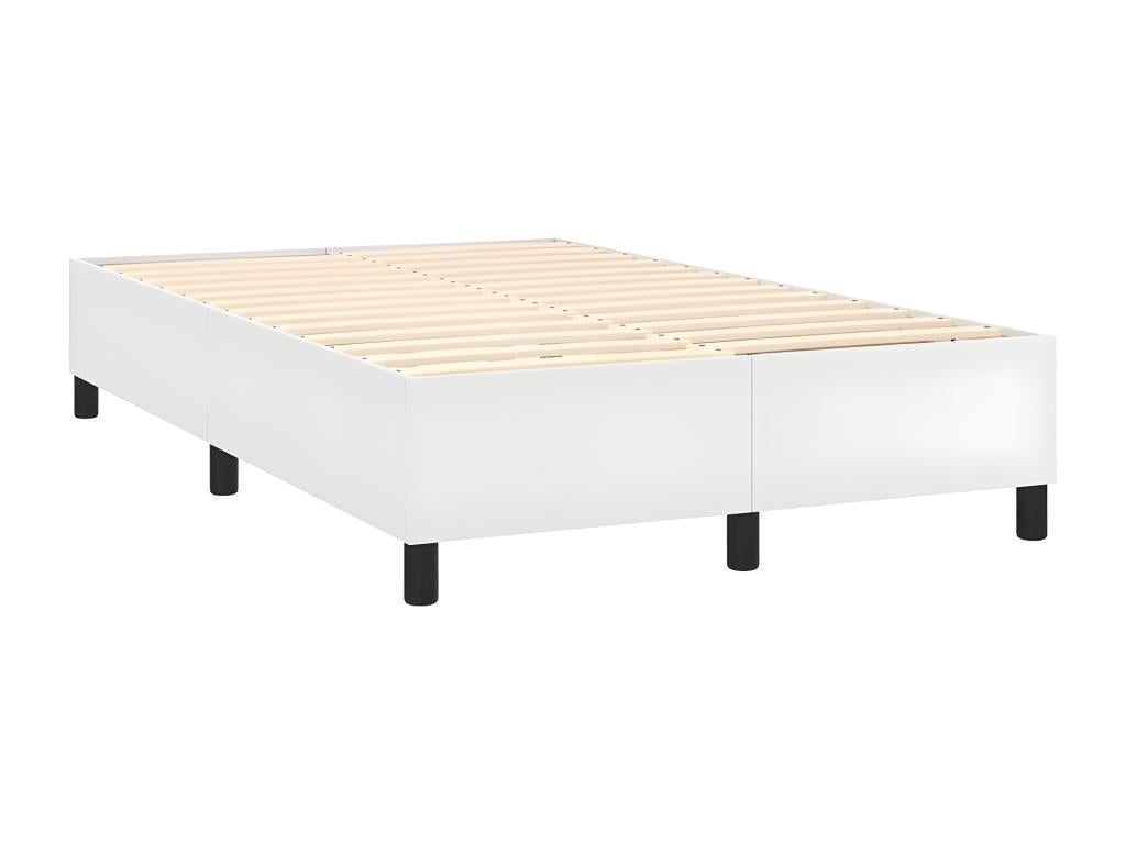 Upholstered bed base and mattress with LED lighting, white, 120x200 cm, faux leather, 95938MFHU