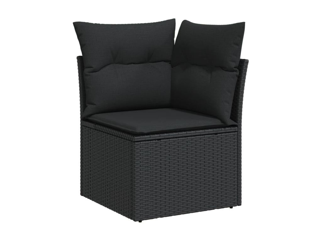 7-piece garden furniture set with cushions, black resin wicker 21504RTMI