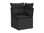 7-piece garden furniture set with cushions, black resin wicker 21504RTMI