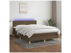 Nidchicshop bed base with mattress and LED lighting, dark brown, 140x190 cm, 61386QLPL