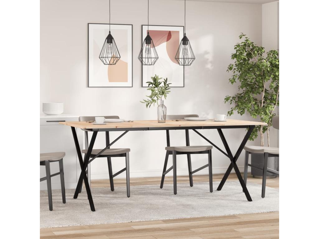 X-frame dining table 180x90x75 cm solid pine wood cast iron 20588FBFF