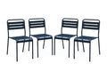 Set of 4 steel garden chairs - 4 seats - navy - Homelumiere - W44 x D52 x H79cm