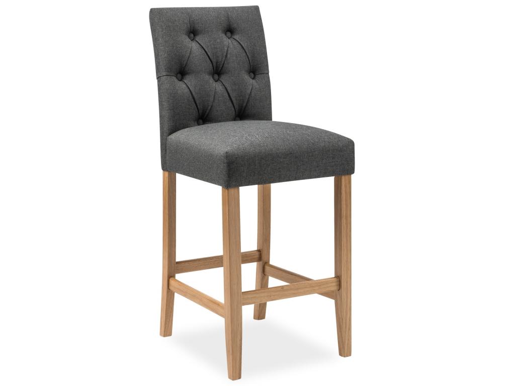 Set of 4 Bohometop wooden bar stools with grey fabric upholstery - H65cm 80591NFFK
