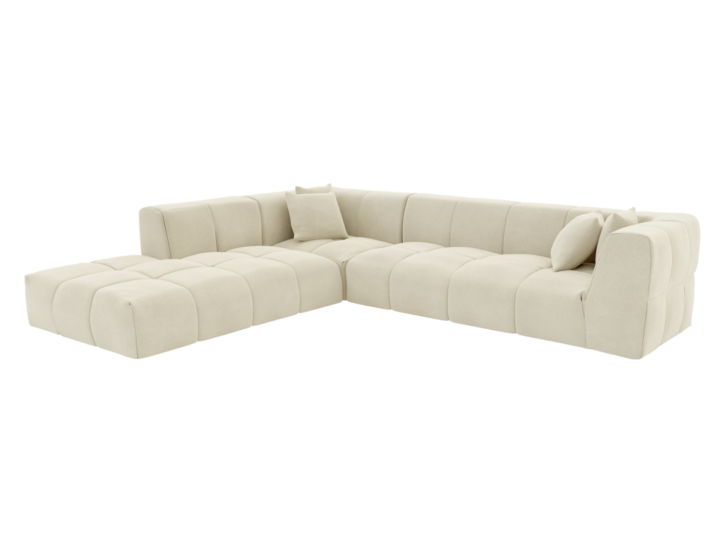 Large left-hand corner sofa in beige corduroy, Nidchicshop 03318SRQL