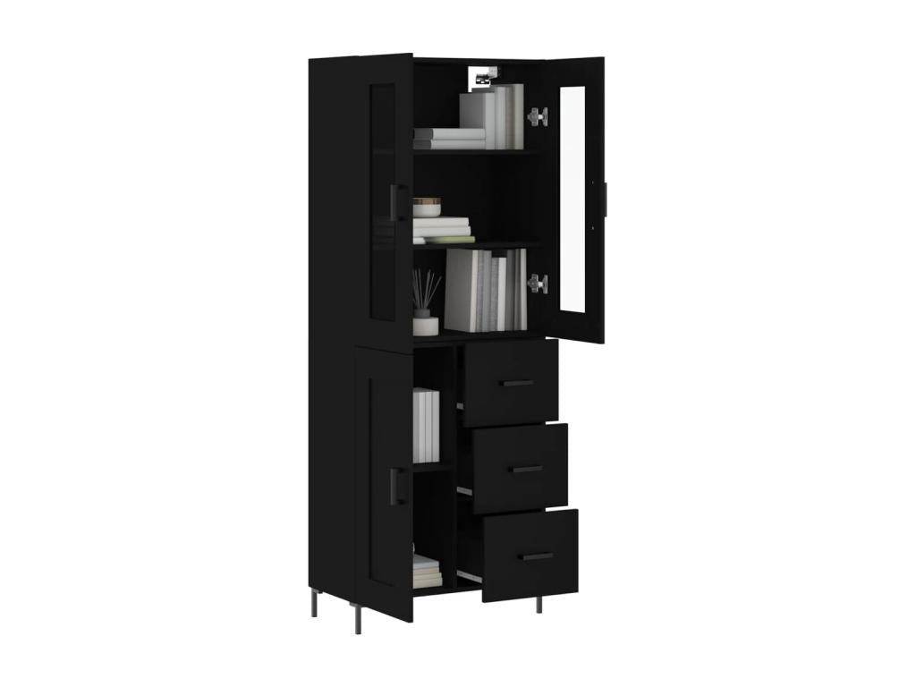 Highboard, Black, 69.5x34x180 cm, Engineered Wood, 49459HRTV