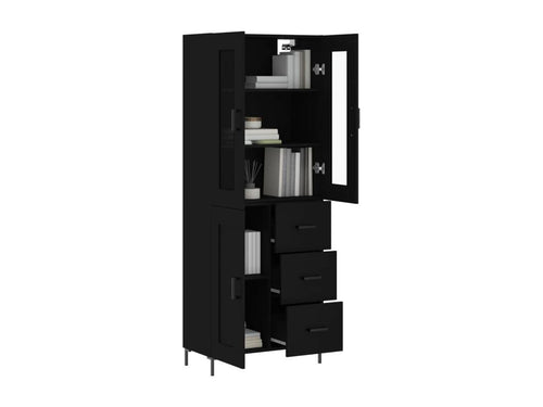 Highboard, Black, 69.5x34x180 cm, Engineered Wood, 49459HRTV