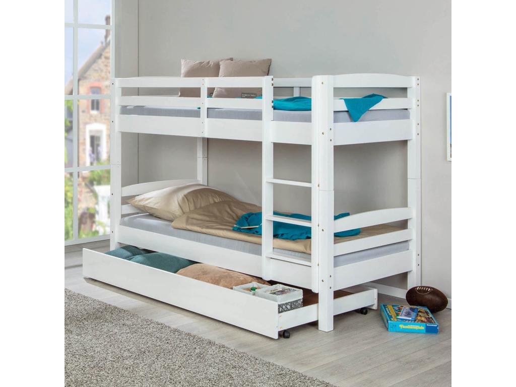 Bohometop - Bunk Beds 90x200 with Slatted Bases White 57748DTIM