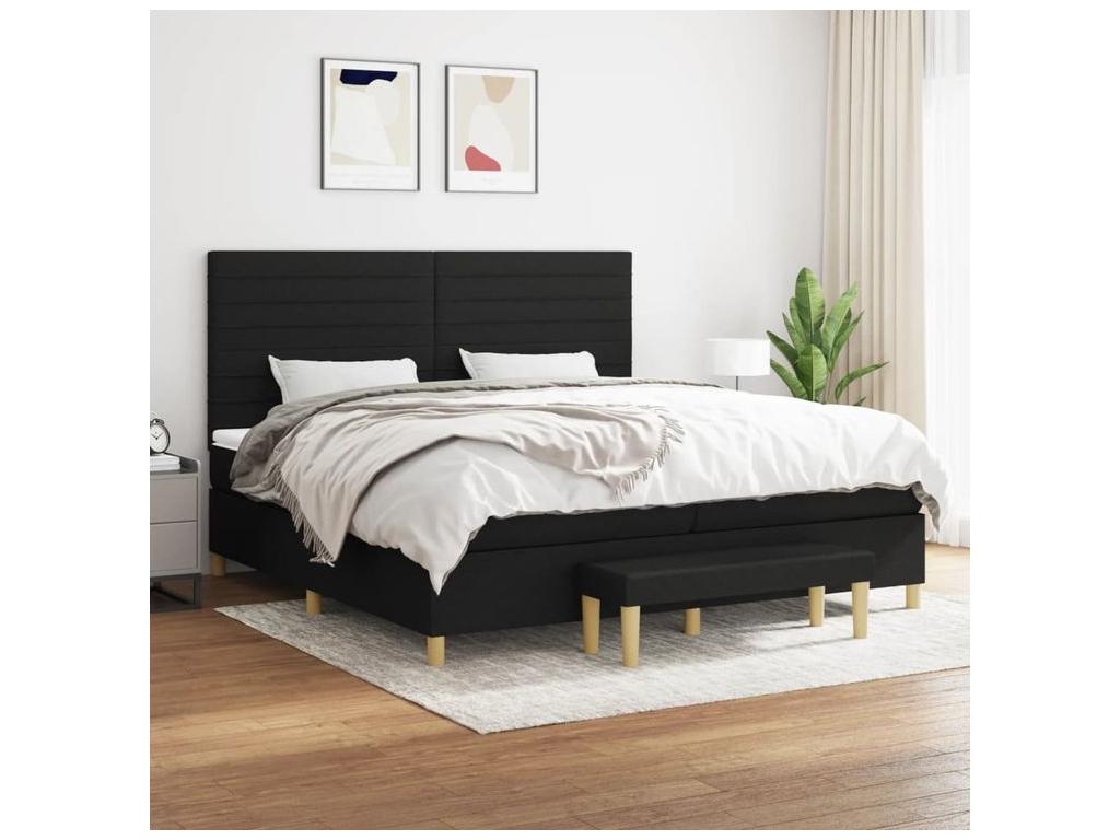 Homelumiere bed base with black 200x200 mattress and fabric
