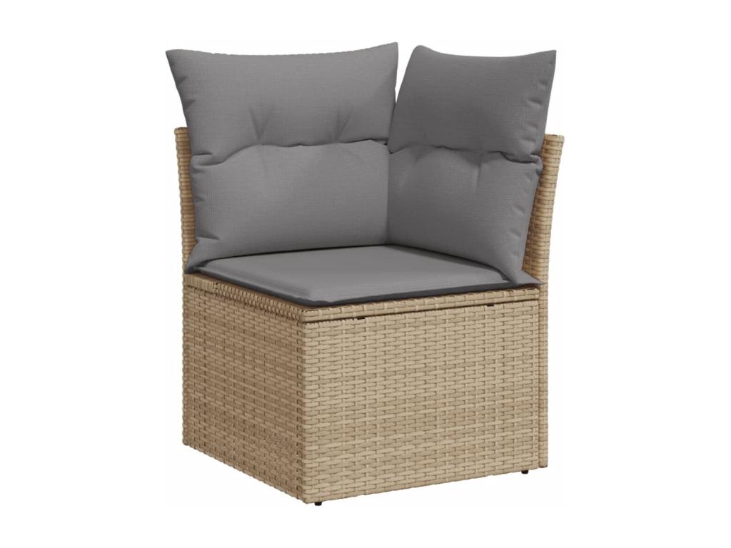 Garden furniture set with cushions, 6 pieces, méHomelumiere beige woven resin