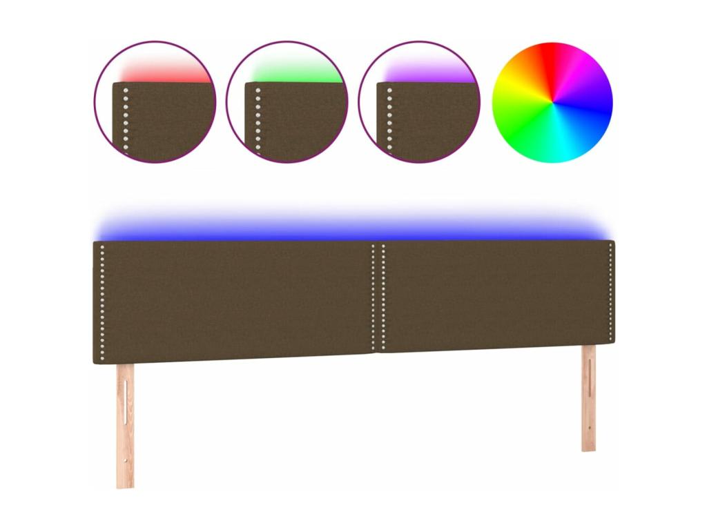 LED Headboard, Dark Brown, 180x5x78/88 cm, Fabric, 22292DLRX