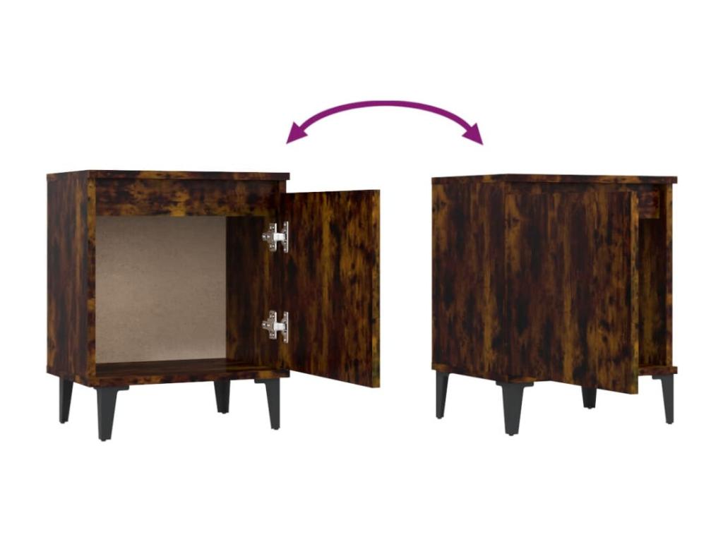 Bohometop - Bedside table with metal legs, smoked oak, 40x30x50 cm, 80552BXVY