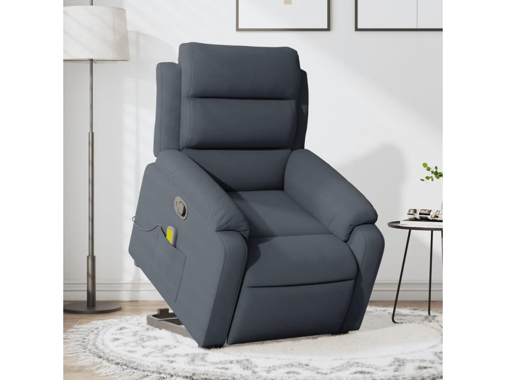 Reclining Massage Chair, Dark Grey Velvet 79948QPDE